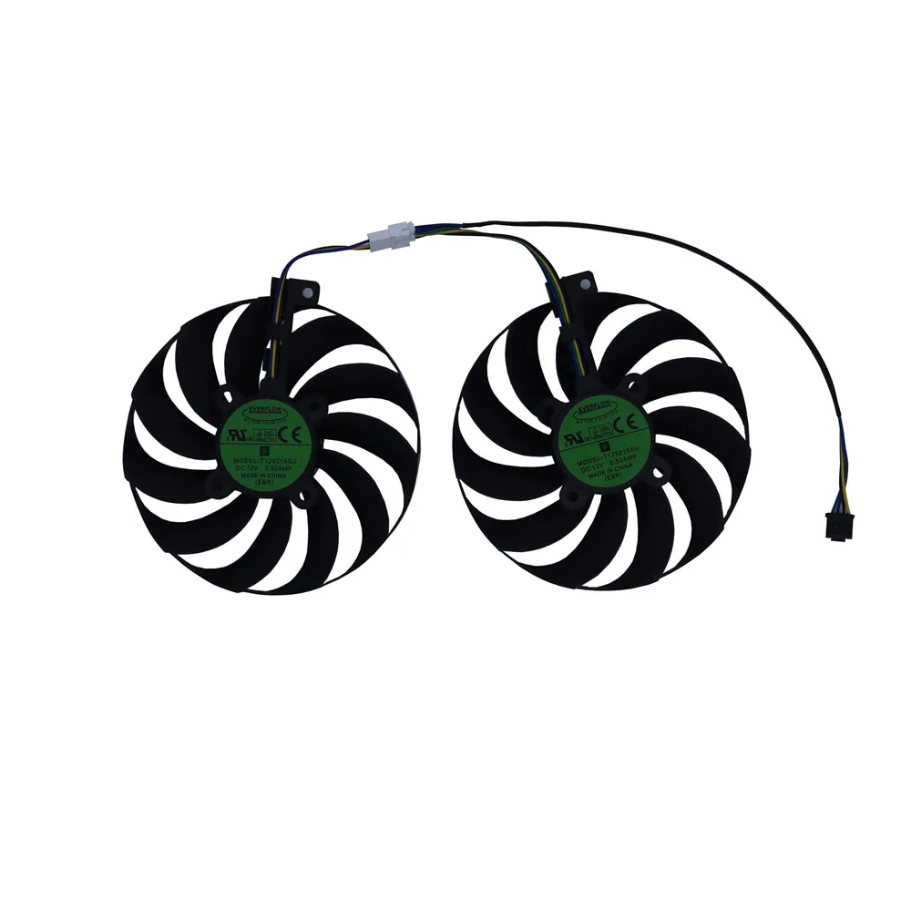 2 sztuki/zestaw, T129215SU, 4-pinowy wentylator chłodnicy, do ASUS RX 5600XT 5700 5700XT DUAL EVO OC, chłodzenie karty graficznej, wymień PLD10010S12HH