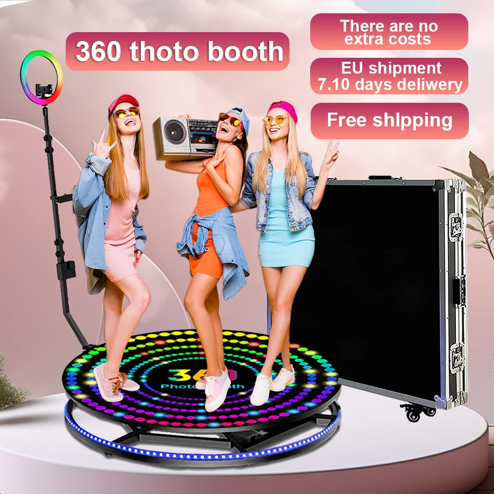 

Portable 360 Photo Booth Automatic Rotating Selfie 360 Camera Photobooth with Flight Case Packing for Wedding Party Events