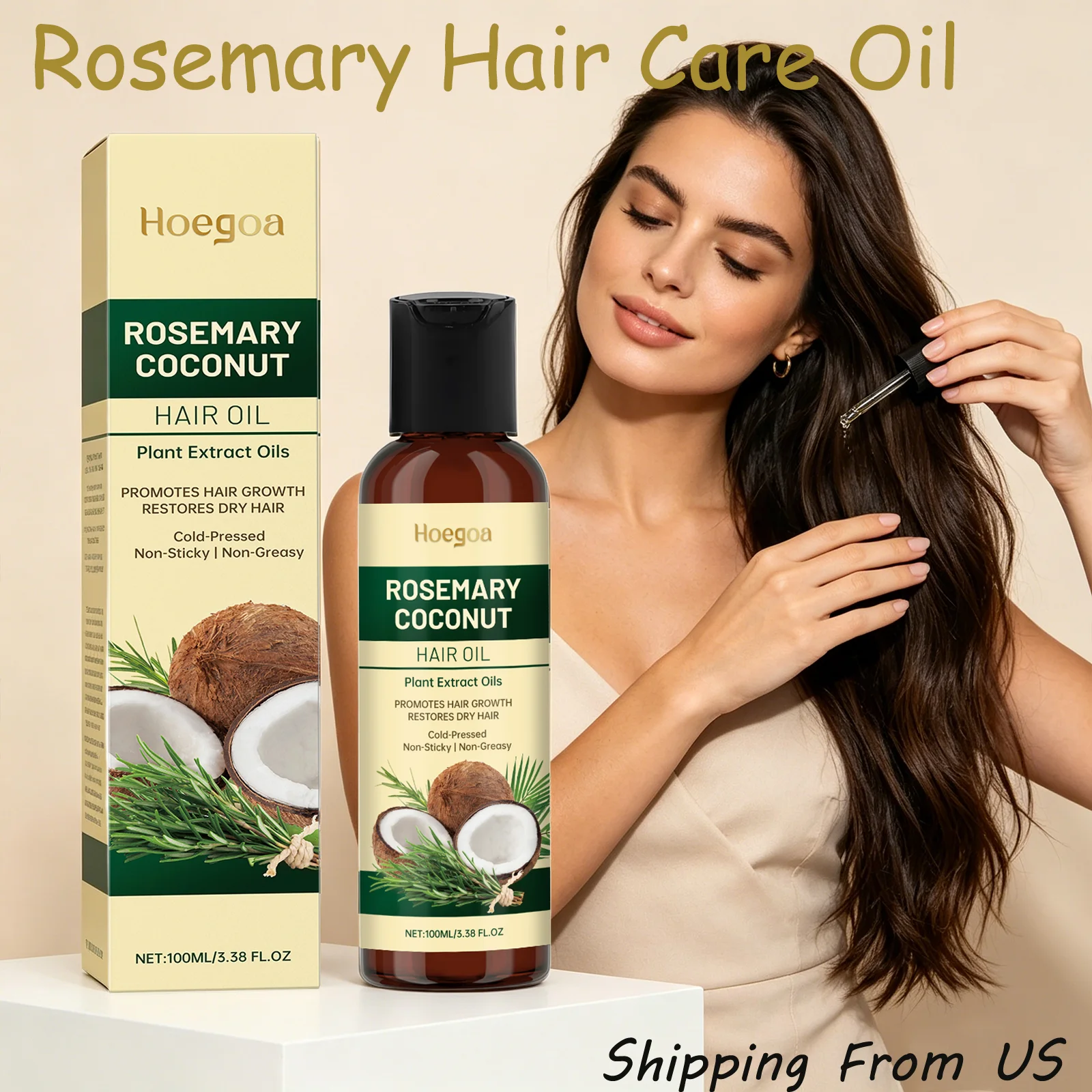 

Hoegoa 100ml Rosemary Hair Care Oil Improve Frizz Smooth Hair Lasting Fragrance Nourish Scalp Repair Split End Conditioner Oil