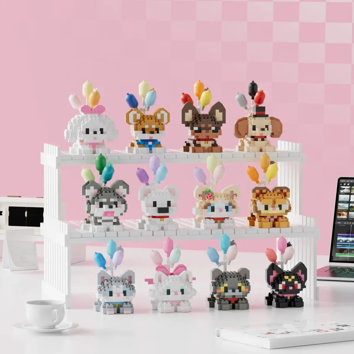 Mignon animal de compagnie Hakimi Kitty blocs de construction ballon petit chien chat mignon animal de compagnie briques miniatures petites particules assemblées jouets 16 Styles