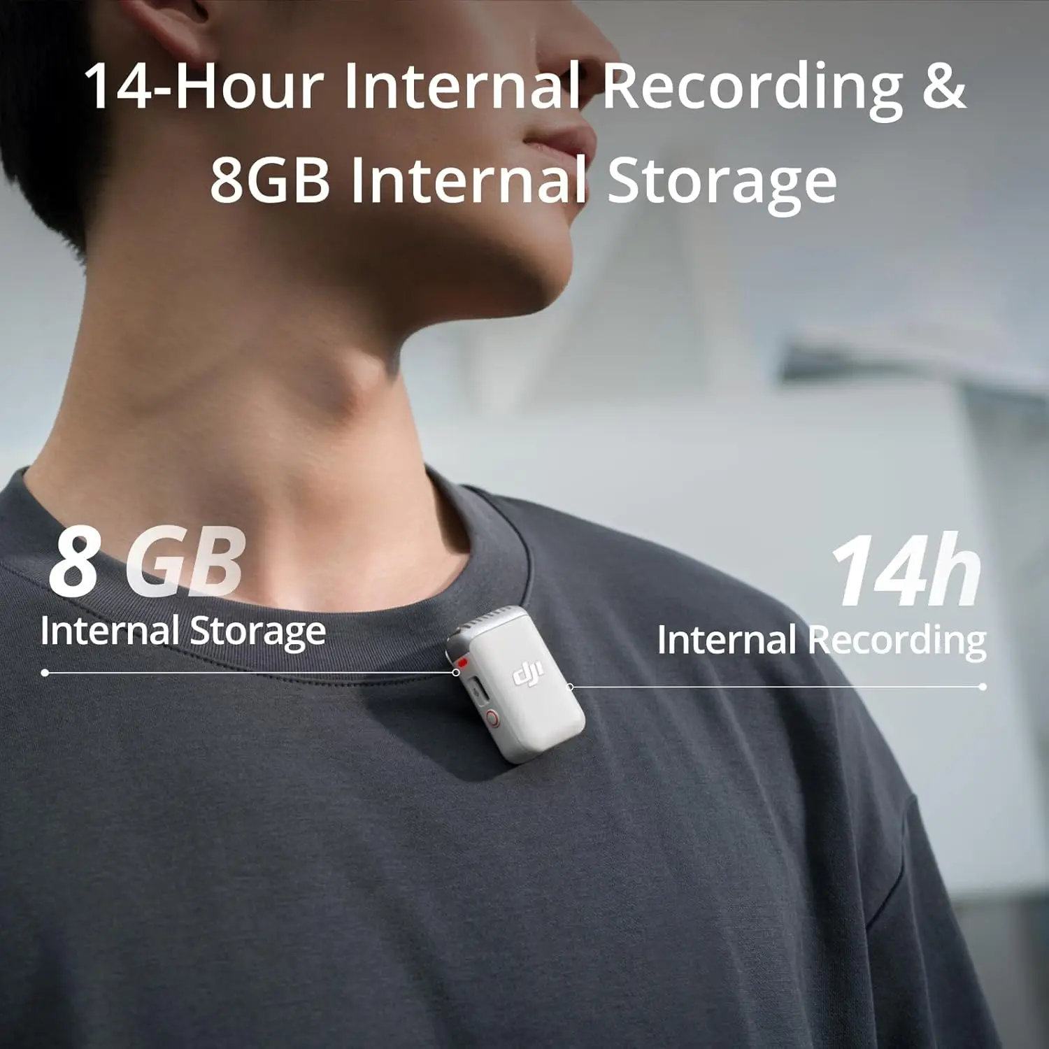 Refurbished Used DJI Mic 2 Transmitter Wireless Bluetooth Microphone with Intelligent Noise Cancelling 14-Hour Internal Recording 6-Hour Battery Magnetic Attachment for Vlogs view 2
