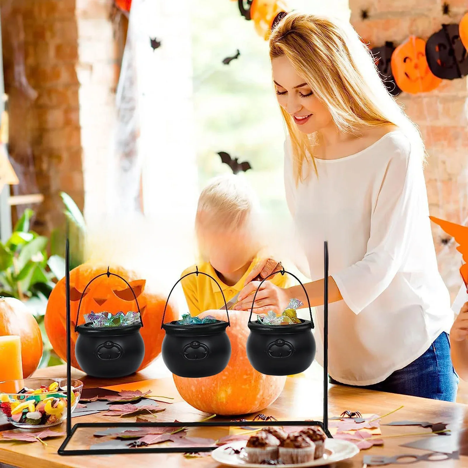 Grand chaudron de sorcière pour Halloween, accessoire de décoration, centres de table irlandais, porte-bonbons, décorations de table