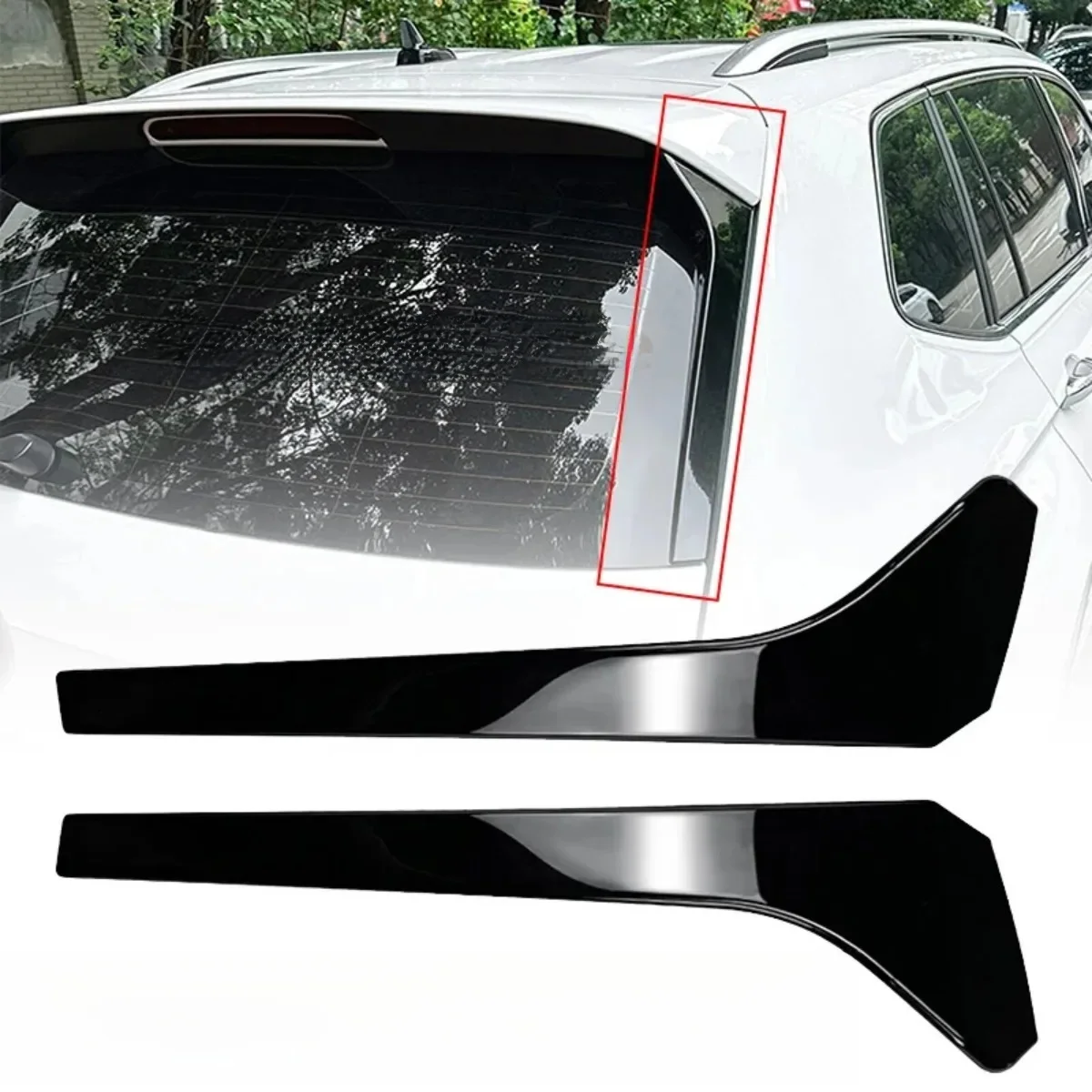 Für VW Tiguan R-Line MK2 2017 2018 2019 2020 2021 2022 2023 Paar glänzend schwarz Auto Heckscheibe Seitenspoiler Splitter