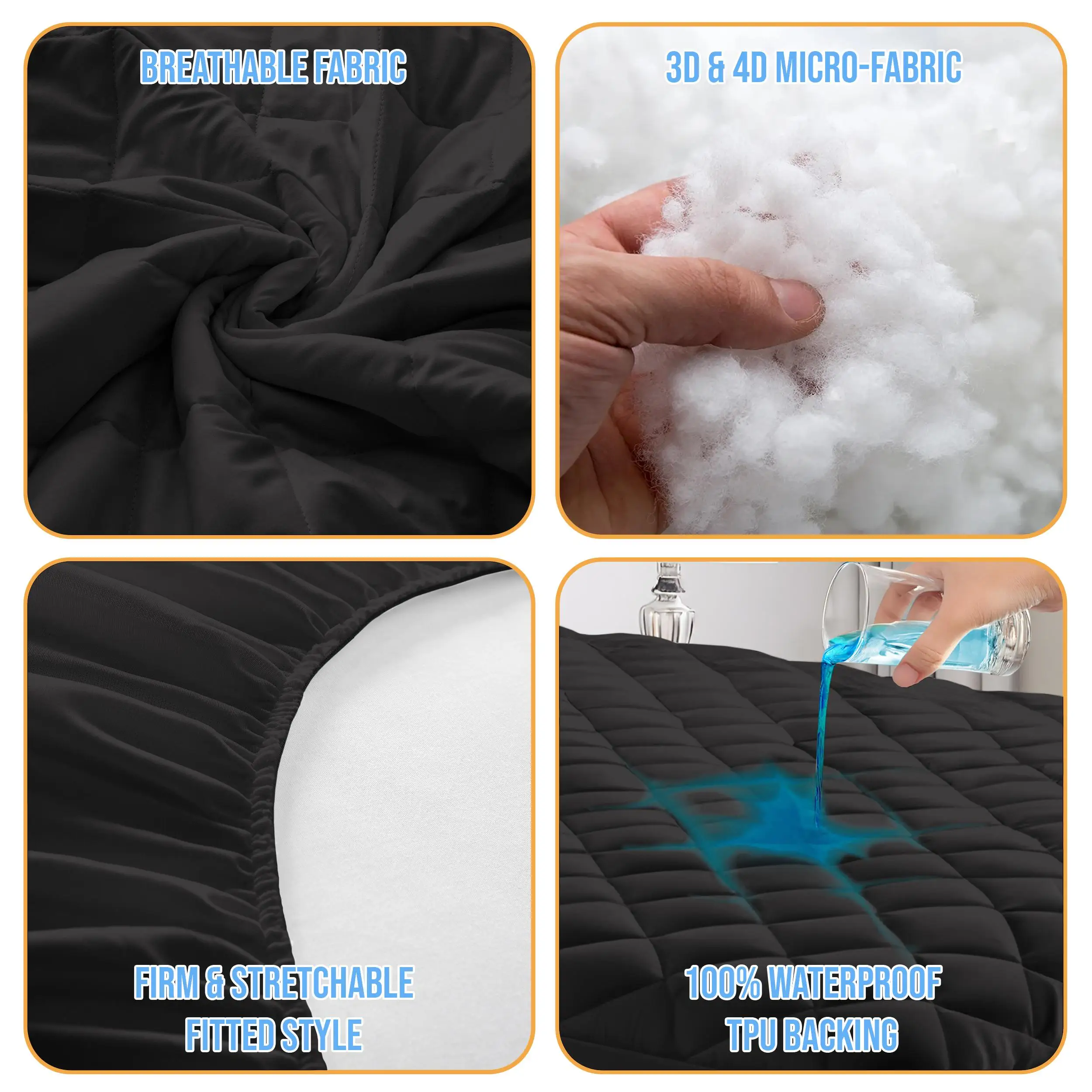 وسادة مرتبة مبطنة من Lux Décor - غطاء حماية مرن يصل إلى 16 بوصة بجيب عميق، جزء علوي بدون ضوضاء #2