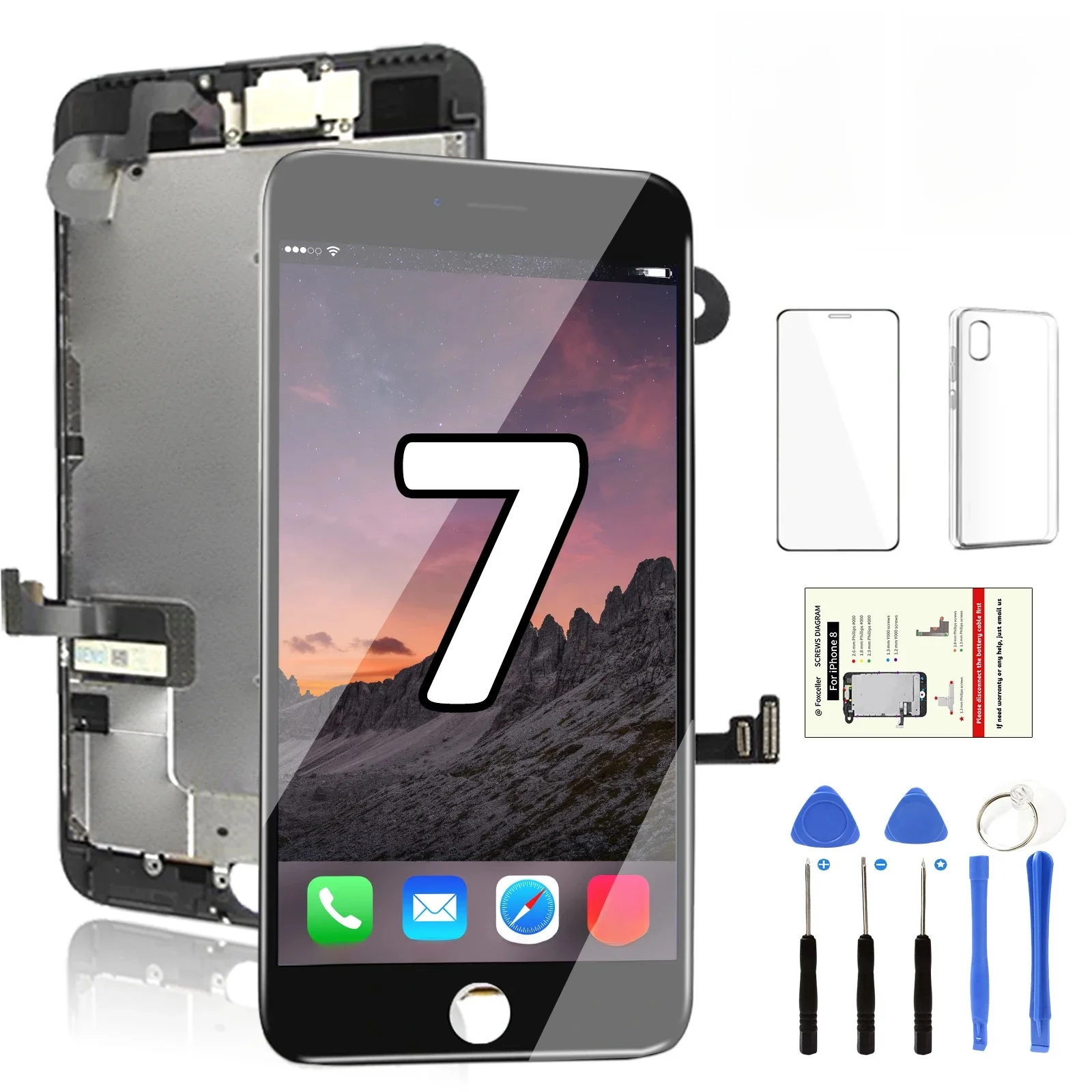 Pełny zestaw ekranu do iPhone'a 7 7G Wymiana wyświetlacza LCD Dotykowy Digitizer Kompletny montaż + kamera + głośnik douszny A1660 A1778 A1779 — zdjęcie produktu 7