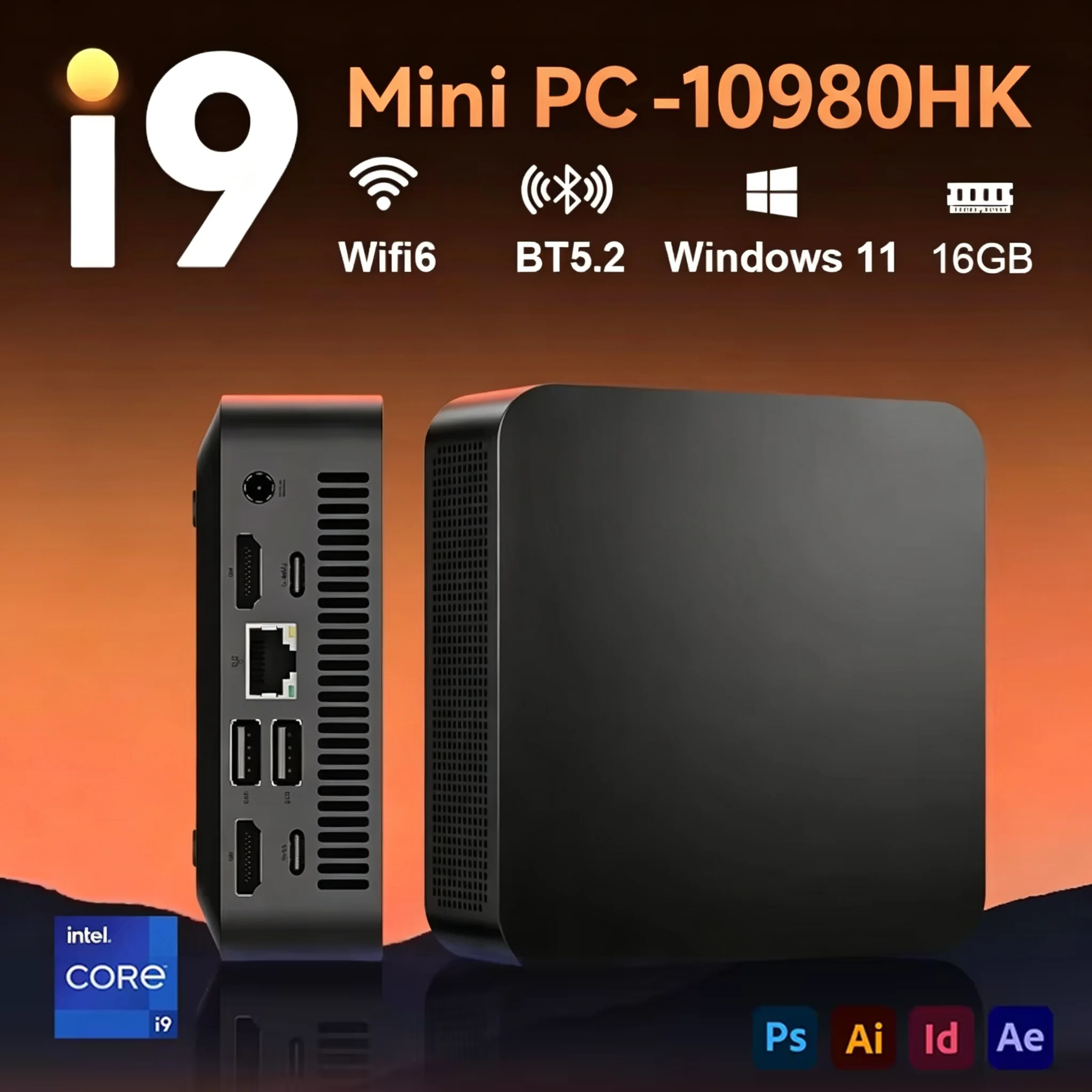 Mini PC Intel Core I9 10980HK 16GB DDR4 + 1/2TB SSD M.2 Windows 11 Mini PC da Gaming Desktop Supporto 4K HD