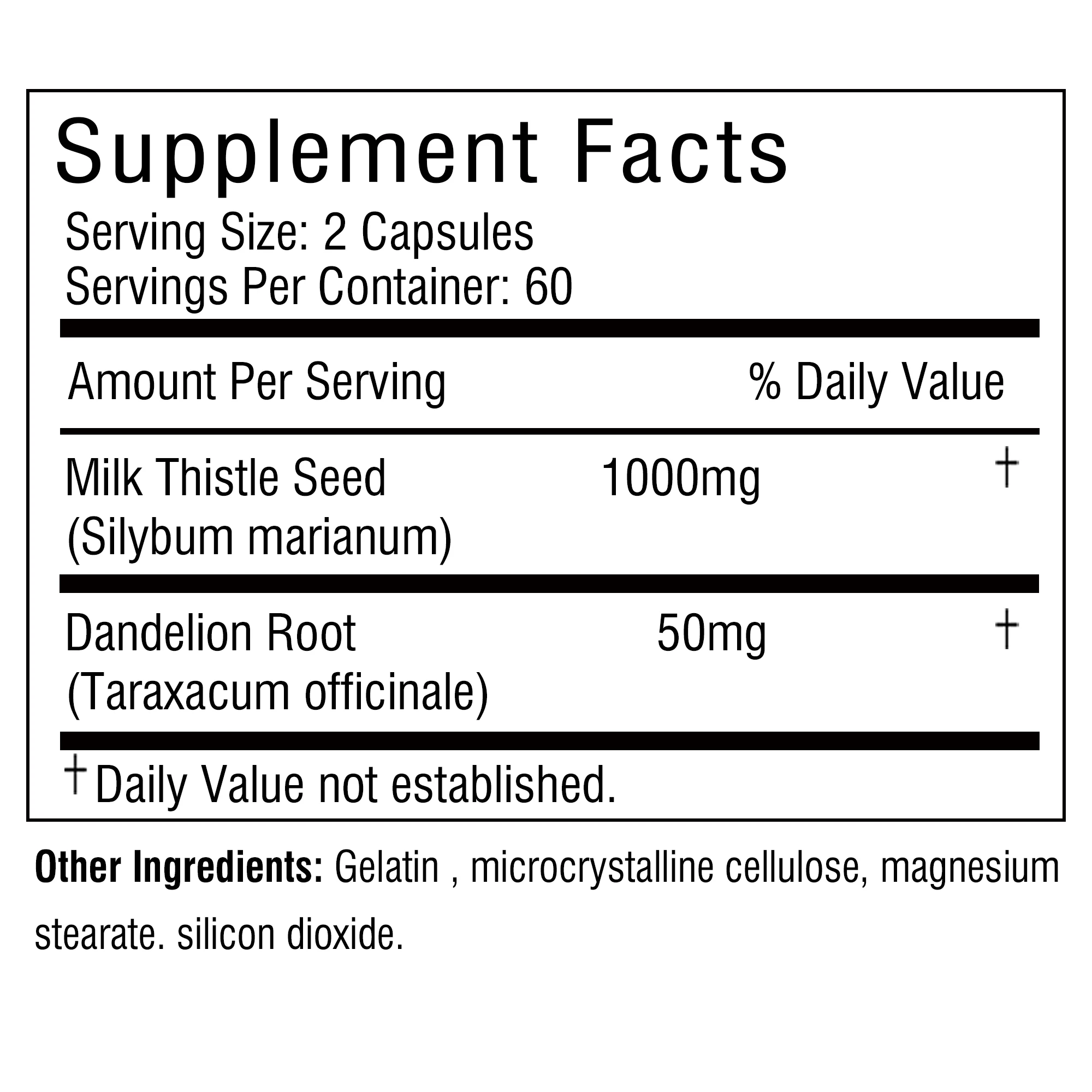 Milk Thistle with Dandelion Capsules - Supports Liver Detoxification, Cleansing and Repair, Antioxidant - 120 Capsules