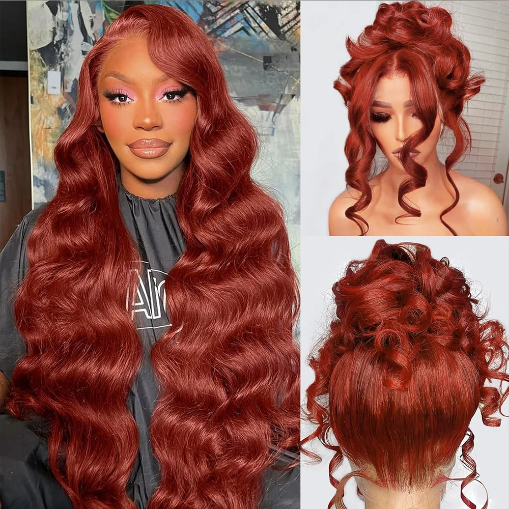 

Reddish Brown 13x4 Lace Frontal Wig Colored Human Hair Wigs Preplucked Body Wave HD Lace Frontal Wig Brown Human Hair Wig