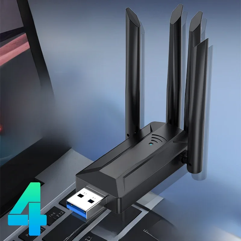 Original 4 antennes 1200Mbps WiFi USB 3.0 adaptateur 2.4G/5GHZ double bande WiFi Dongle carte réseau sans fil 802.11AC pour Win 10/11 PC