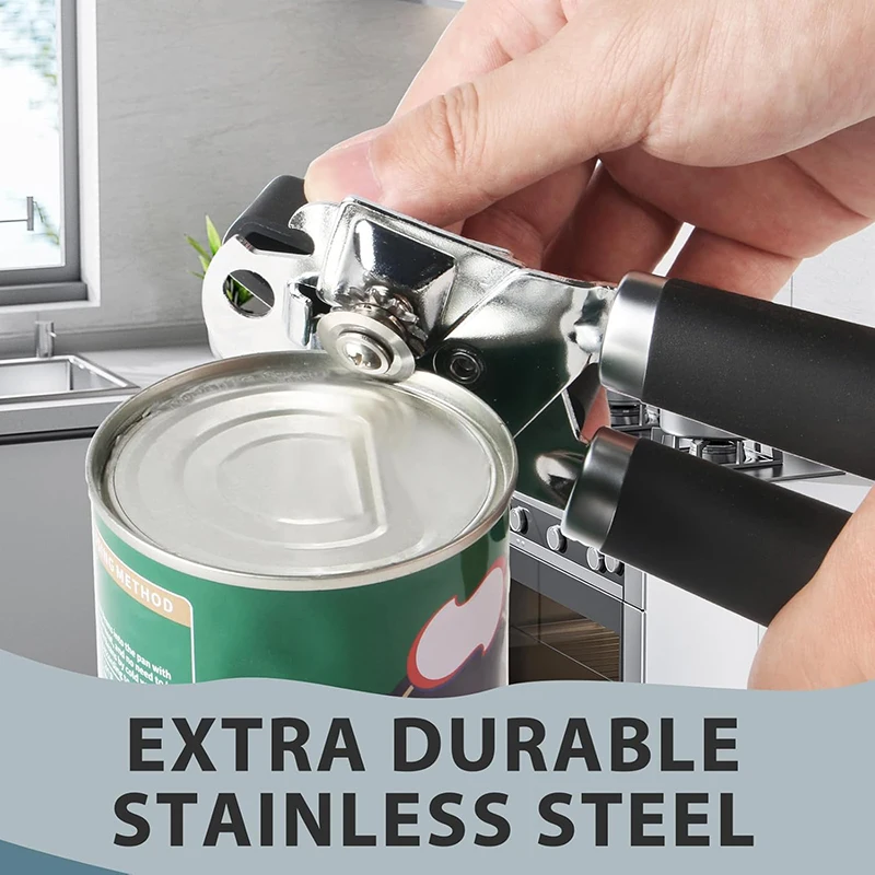 

Heavy-Duty Stainless Steel Can Opener - Manual Multi-Purpose Kitchen Tool for Smooth Effortless Opening, Jars & Cans​