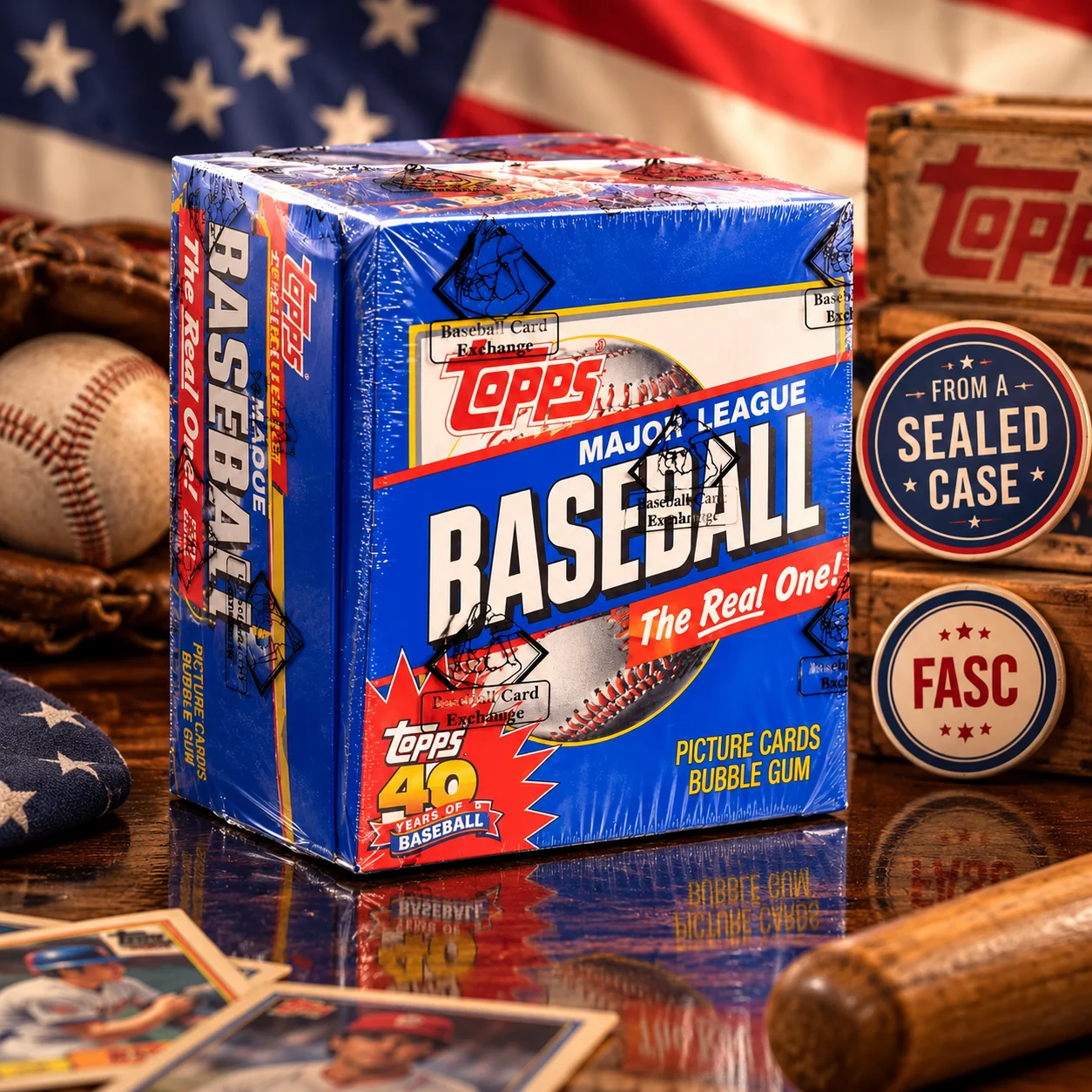 1988-1992 Topps Baseball Unopened Vending Box, Assorted Year Randomly Shipped, FASC, Vintage Baseball Cards, Sports Trading Card Collector Box for Display