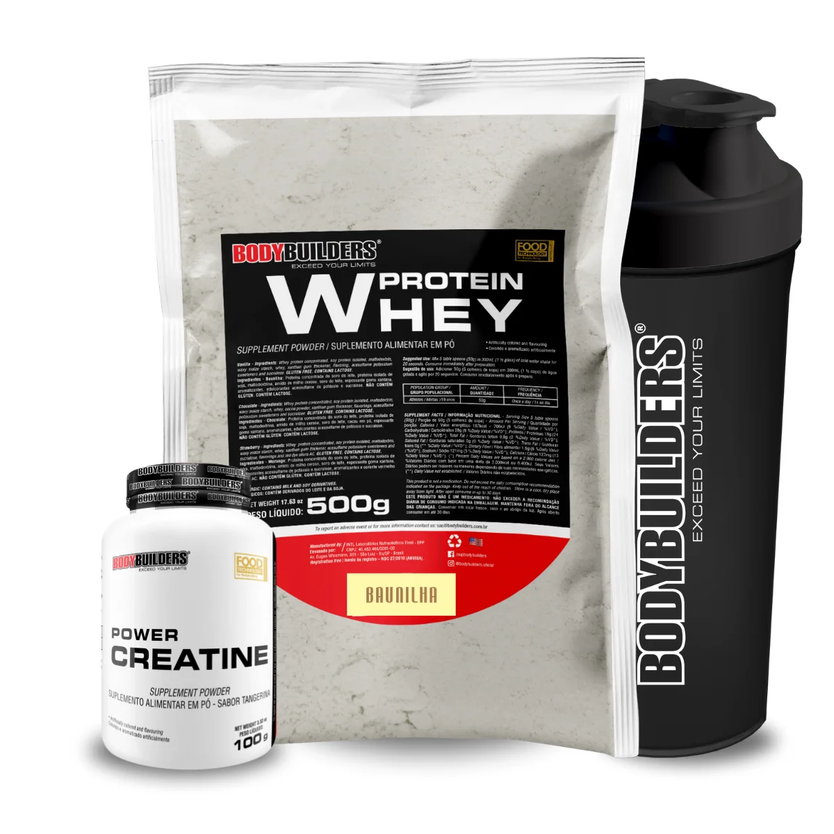 Whey Protein Blend Concentrated Kit 500g + 2x Power Creatine 100G + Cocktail Shaker-Bodybuilders