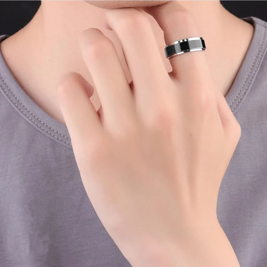 Stainless Steel Rotating Anxiety Wedding Band Rings For Couples Fidget Metal Spinner Anti Stress Joint Ring Anillo Antiestres