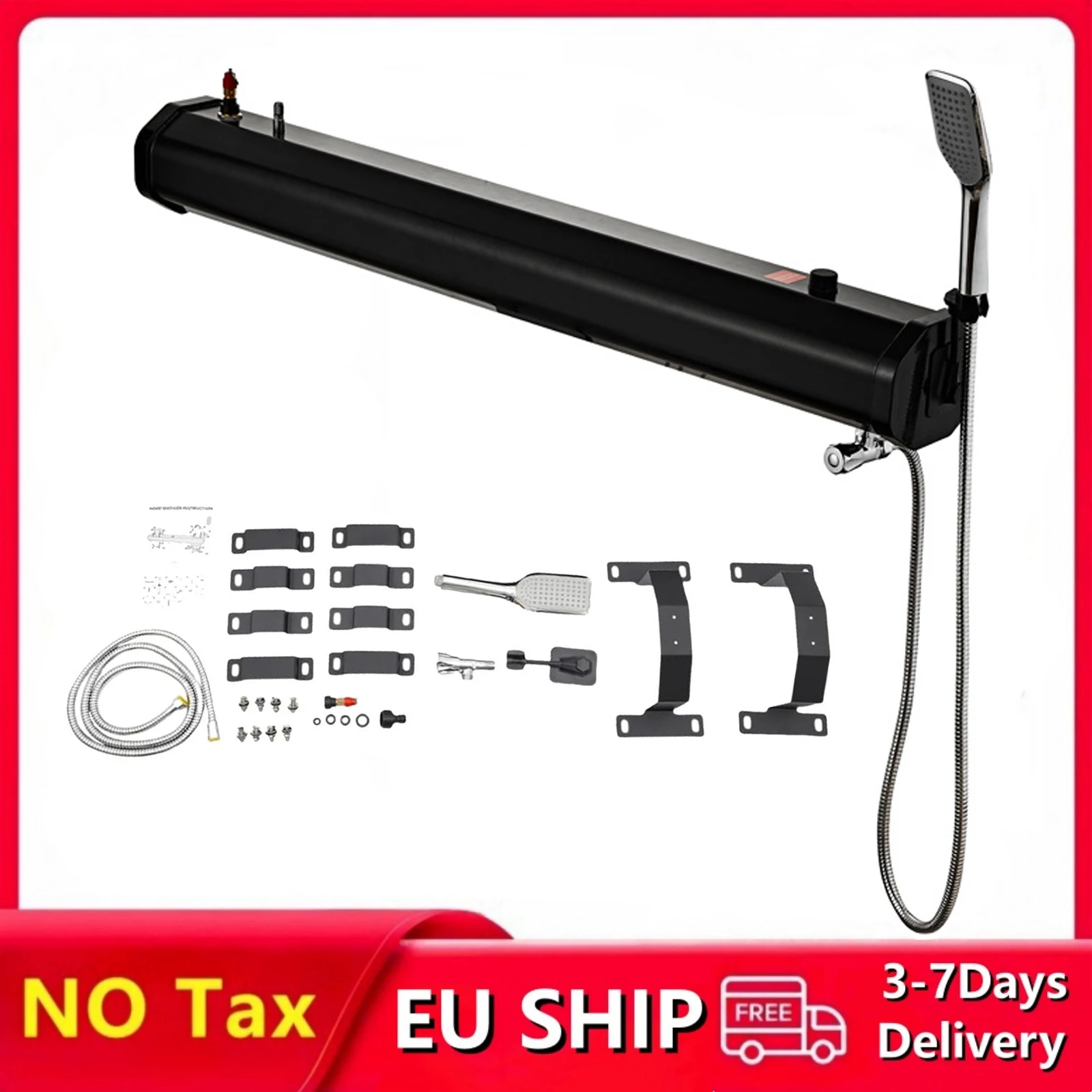 Réservoir d'eau de douche de voiture 30l, monté en PVC, haute qualité, toit de voiture tout-terrain, pomme de douche Mobile extérieure, sans pompe à pression