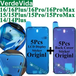 10pcs Back Cover Waterproof Seal Sticker for iPhone 15 Pro Max 16 14 Plus Back Frame Bezel Display Adhesive LCD Screen Frame