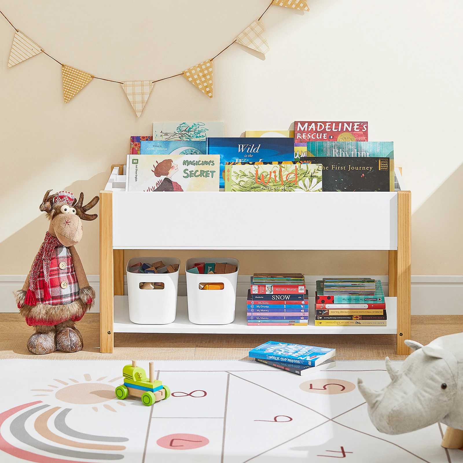 SoBuy KMB35-W bibliothèque pour enfants étagère pour enfants étagère de rangement étagère livres support jouets étagère