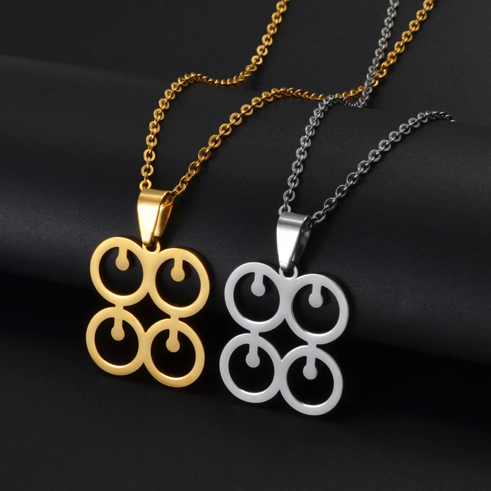 Anniyo 2.5cm Adinkra Mate Masie African Symbol Pendant Necklaces Stainless Steel Gye Ethnic Traditional Jewelry #502162