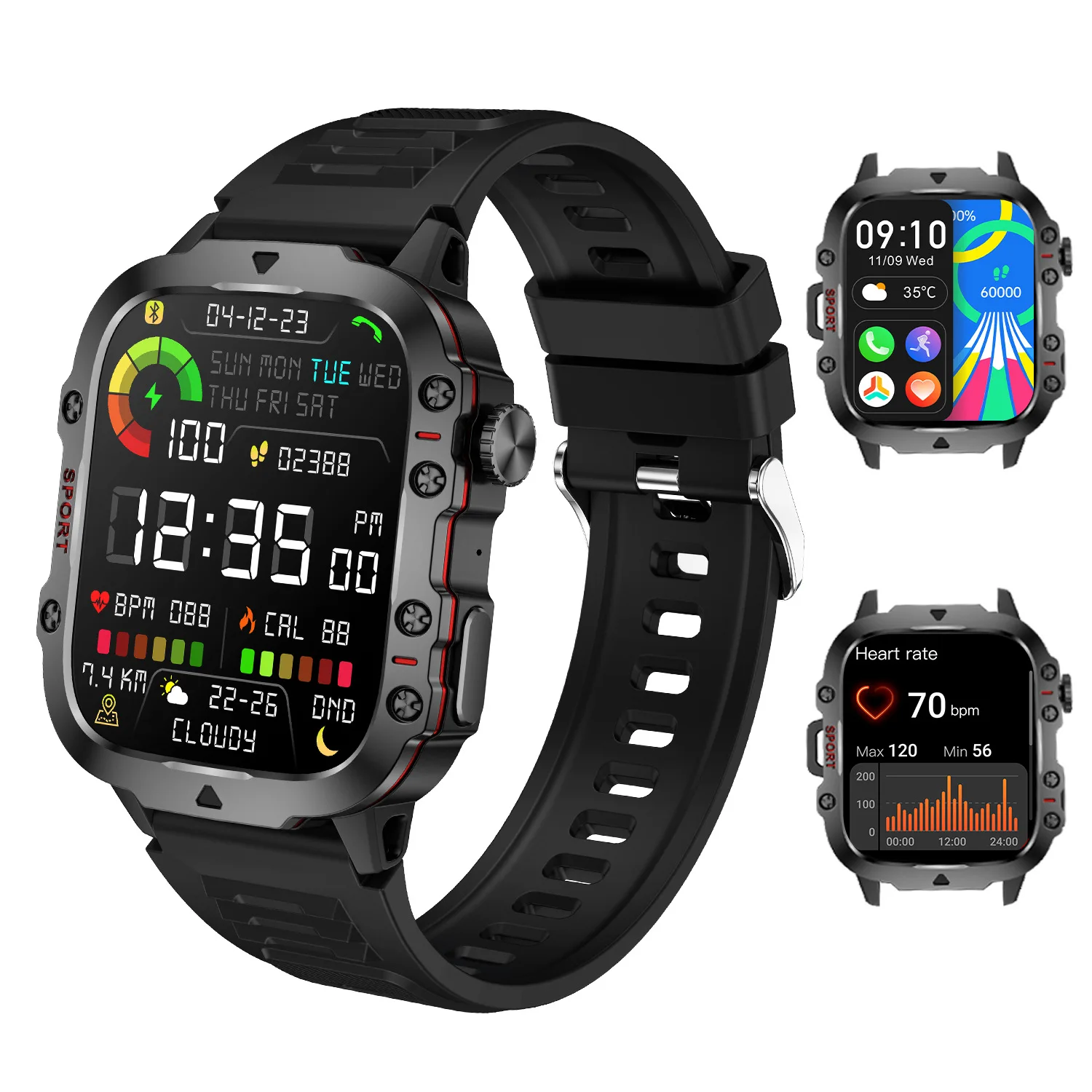 QX11 420mAh Battery 1.96 inch HD screen 3ATM Waterproof One-click link SOS BT call phone outdoor sports smart watch