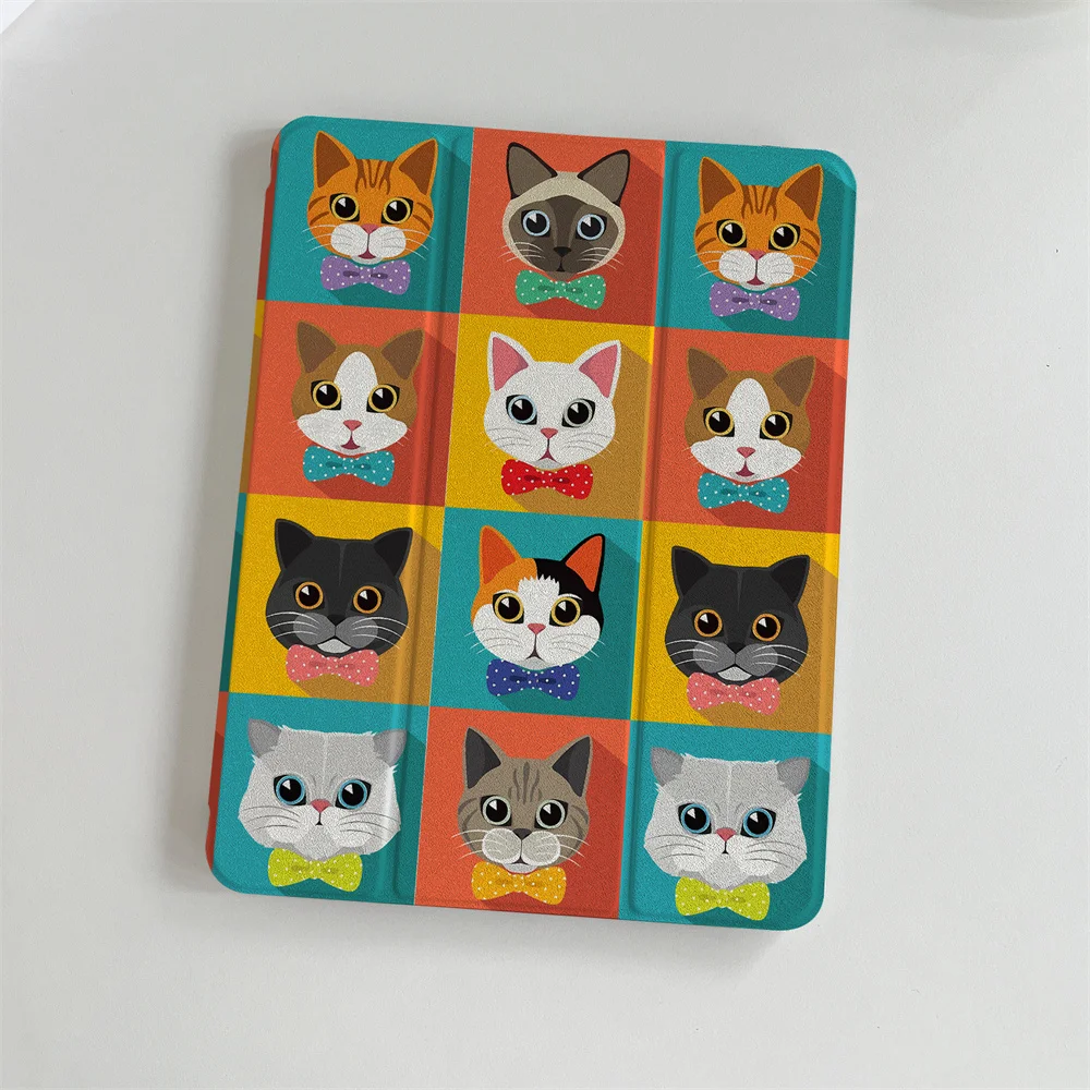 Kawaii Cartoon Cat Case For iPad Air 2025 Pro 11 inch 2024 iPad Air 5/4 10.9 10th 10.2 9.7 inch Air3 10.5 mini 6/5/4 Cover Cases