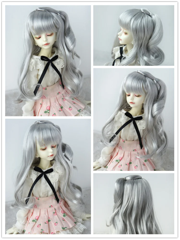 Jd506 1/4 hübsche lockige bjd synthetische Mohair Perücke heißer Verkauf Größe 7-8 Zoll msd graue Puppe Haar versand kostenfrei Top Puppe Zubehör