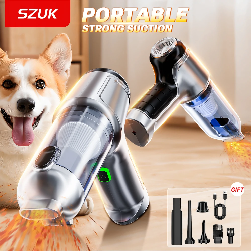

SZUK Powerful Car Vacuum CIeaner Strong Suction Wireless Portable Cleaner Mini Air Blower Handheld New Mini Vacuum Cleaner