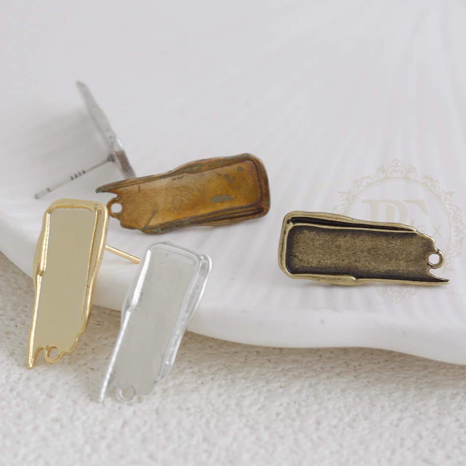 DIY Supply - قطعتان من عمود القرط النحاسي الصلب مع دبوس من الفضة الإسترليني - غير منتظم 23.2 × 9.3 ملم (4923C-1)