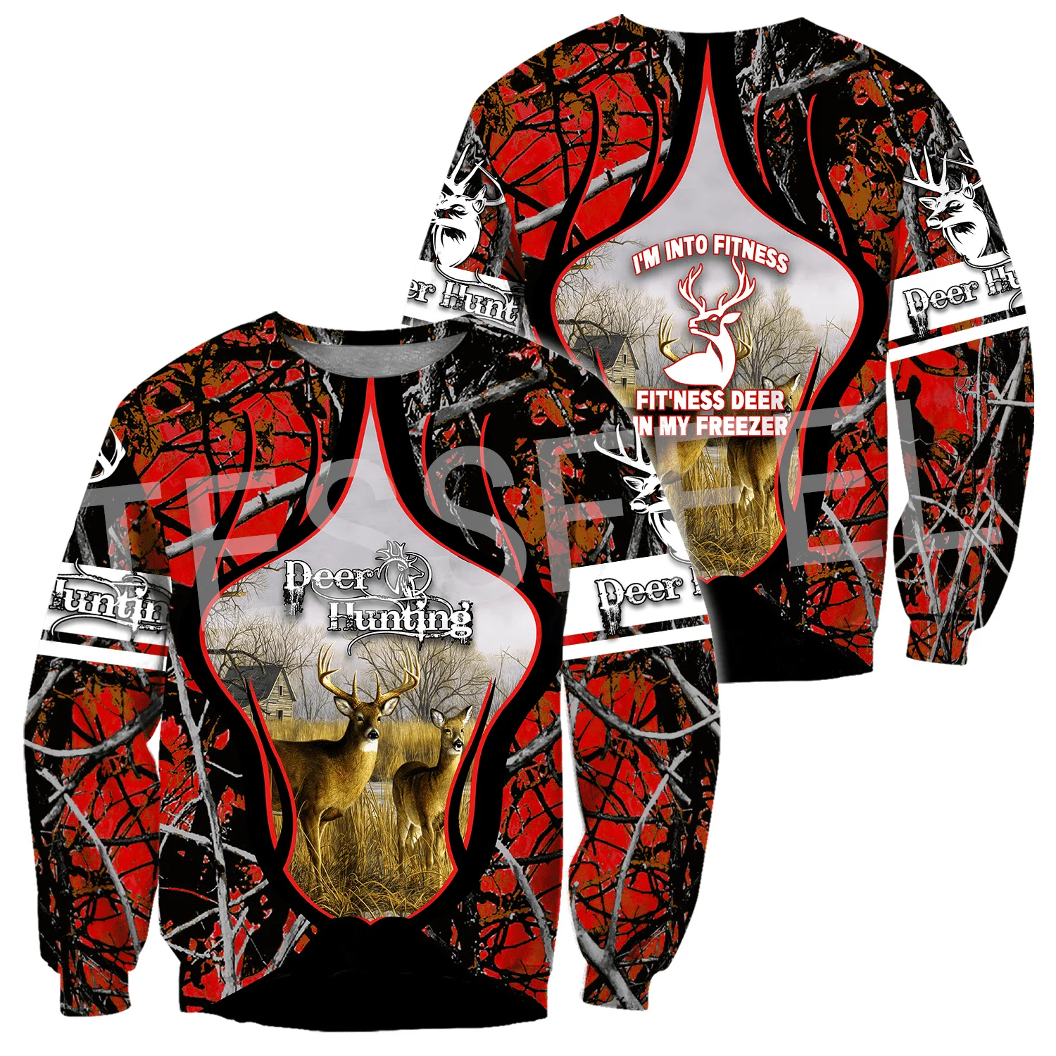 Custom Name Deer Hunting Animal Bow Hunter Camo Cosplay Tattoo Retro Tracksuit 3DPrint Harajuku Casual Pullover Jacket Hoodies G