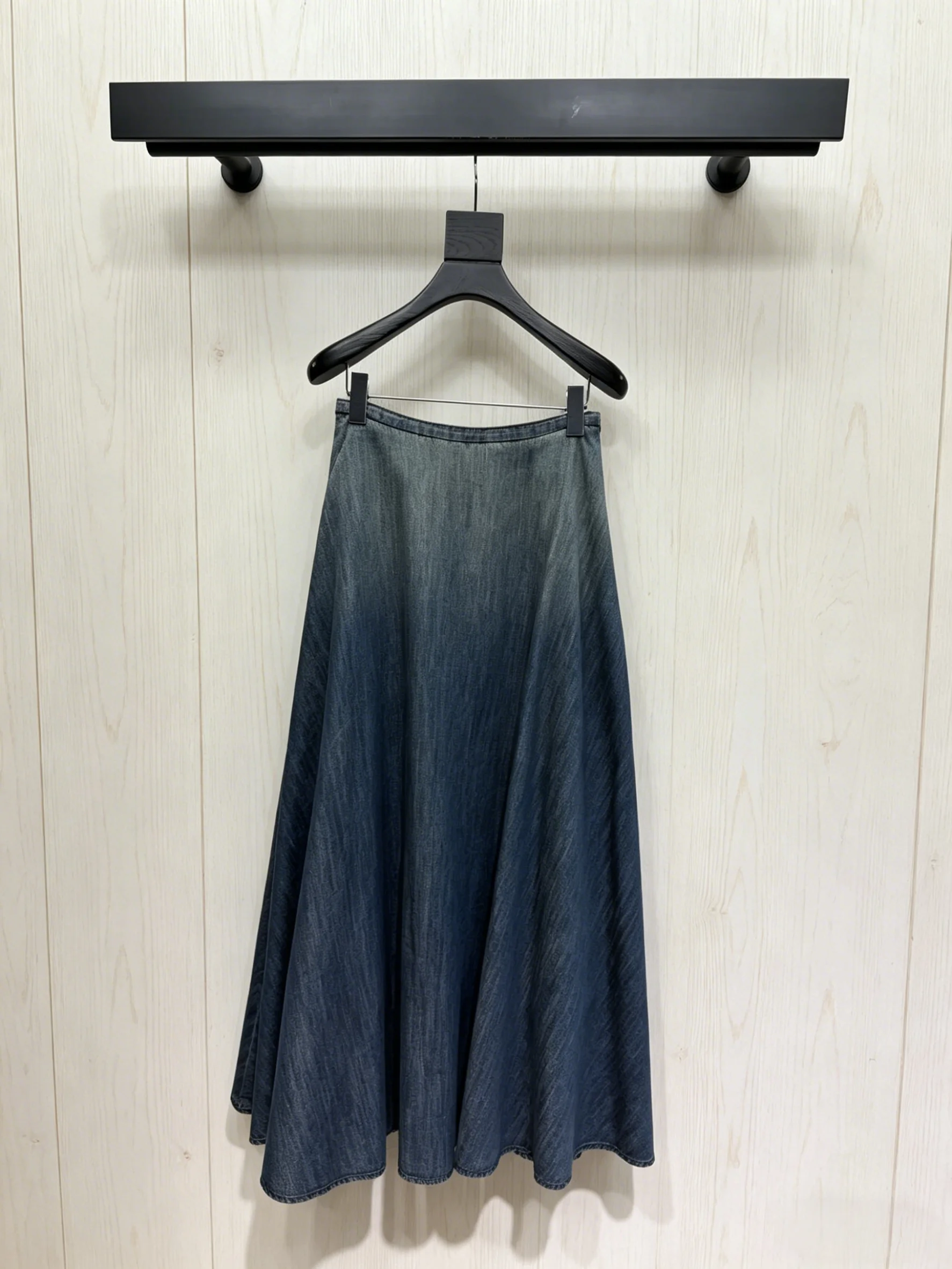 

Women Denim Skirt Summer High Waist Gradient Wash Maxi Skirt Casual A-Line for Street Style