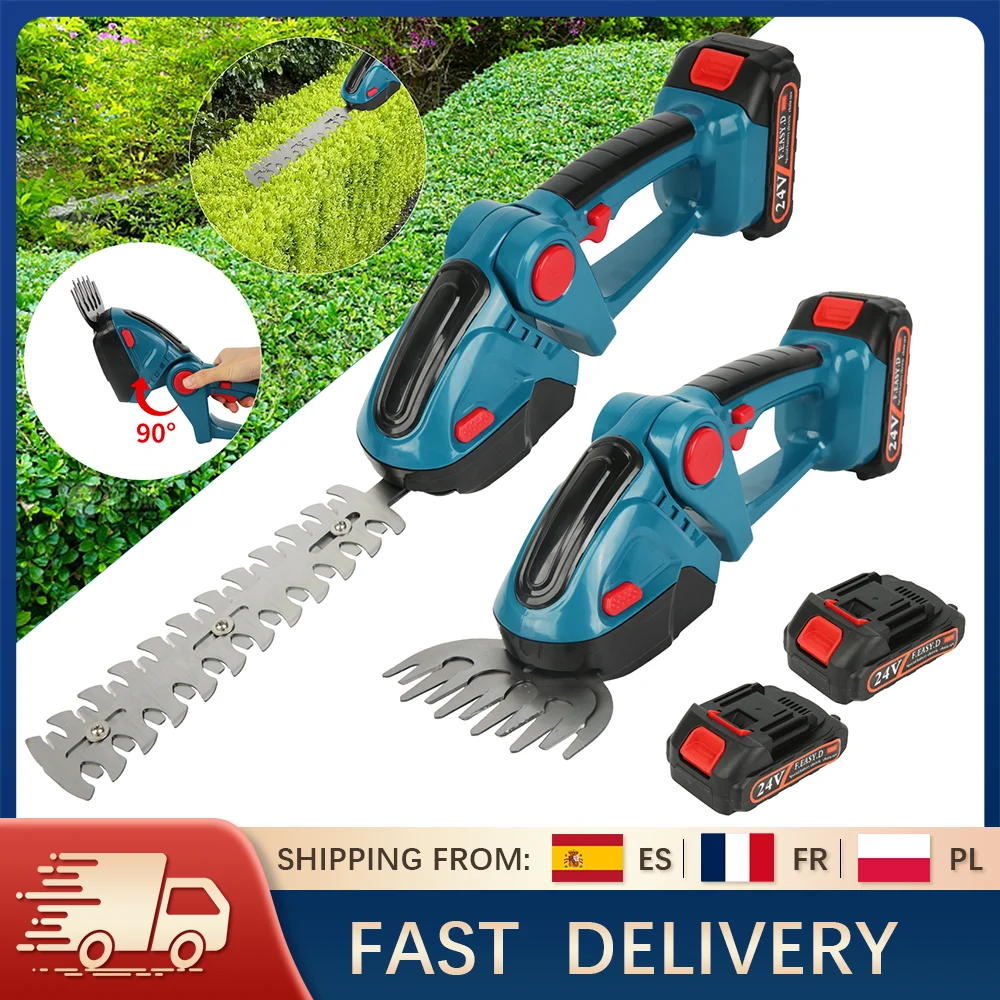 Taille-haie électrique sans fil 2-en-1 et tondeuse à gazon portable haute puissance pour l'élagage domestique et la coupe d'herbe pour l'élimination des mauvaises herbes des arbustes