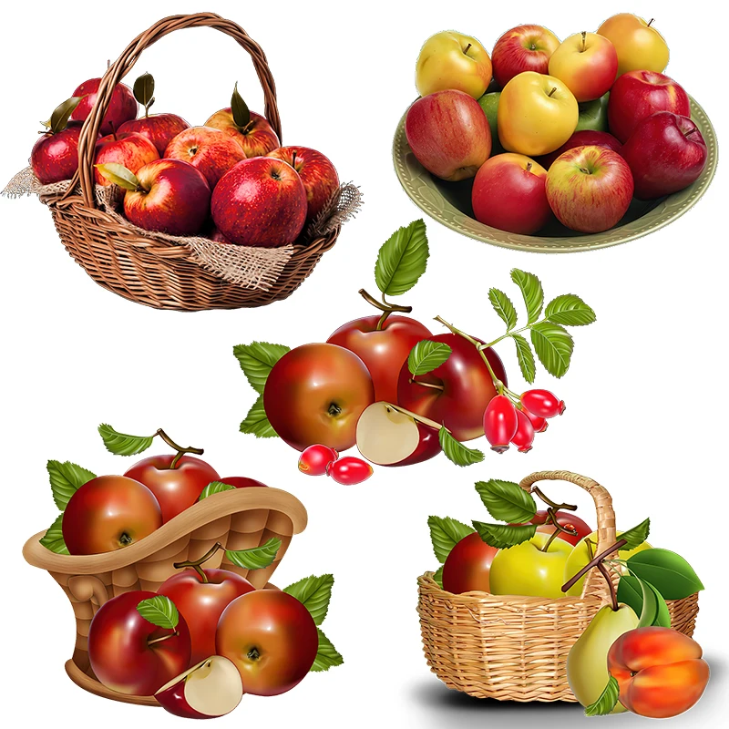 Three Ratels CO24 Lucky Apple basket Fruit Cartoon Wall Sticker for home DecorationToilet Decals Waterproof self pasting