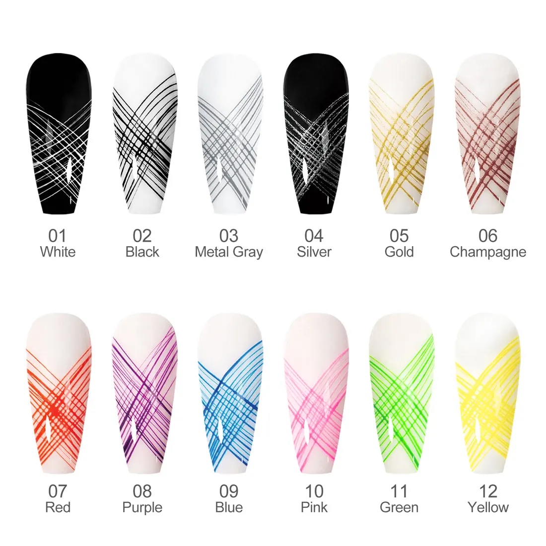 

12pcs/set VENALISA Spider Gel New Formula Fast Liner Design Painting Rose Gold Color Super Sticky Nail Manicure Nail Gel Polish