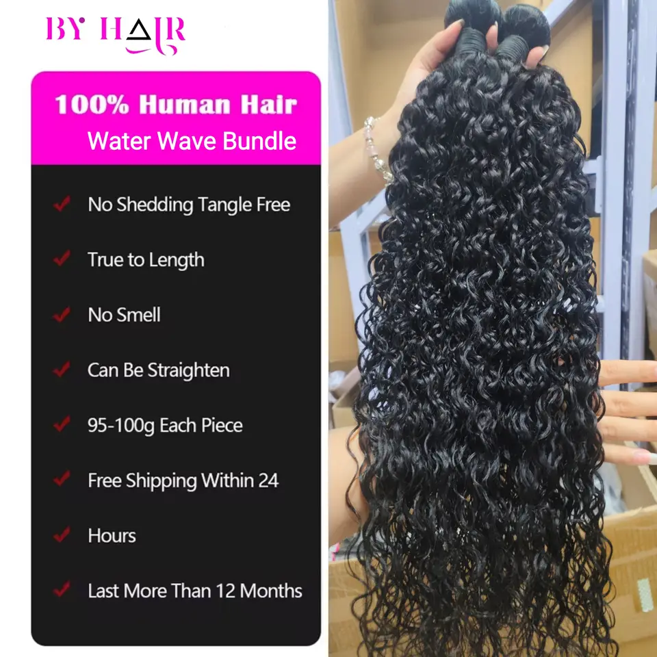 Paquetes de cabello humano peruano water wave 12A, 100% cabello humano, oferta de 1, 3 o 4 paquetes, ondulado y rizado, tejido crudo 3