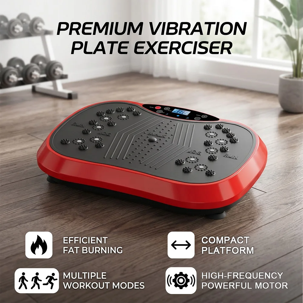 Plateforme vibrante d'exercice compacte de 47 cm, capacité de charge de 120 kg, machine d'entraînement complet du corps avec plusieurs niveaux de vitesse pour la maison et la salle de sport, pour brûler les graisses