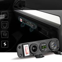 12V/24V Dual USB Charger Socket Panel with Voltmeter and Toggle Switch Waterproof Socket for Boat Lamp Car RV Mobile Charging