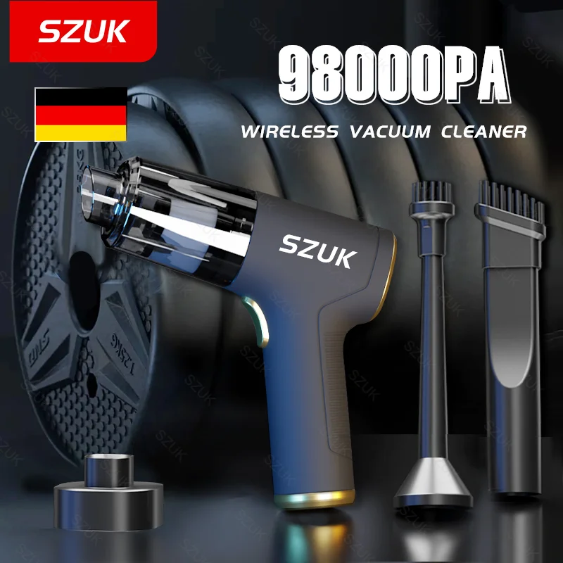 

SZUK Car Vacuum Cleaner 98000PA Mini Powerful Cleaning Machine Handheld Portable for Car and Home Appliances Wireless Cleaner