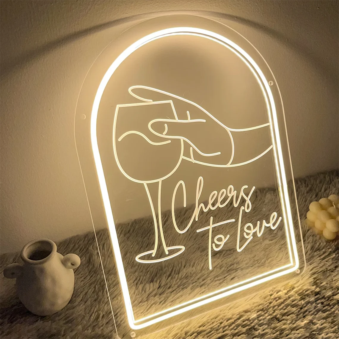 Cheers to Love Neon Sign Neon 3D Engraved Wedding Sign Wedding Decor Gift For Her Wedding Gifts