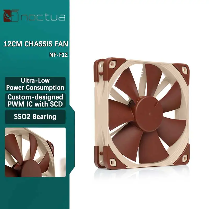 

Noctua NF-F12 Computer case cooling fan，120mm PWM Damping Quiet Radiator For Desktop case CPU air coolers cooling