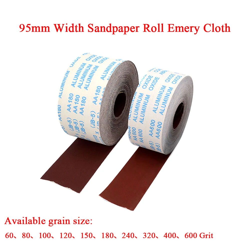 

1/2/5/10M 95mm Width Sandpaper Roll Emery Cloth Sanding Sheets 60 - 600 Grit for Metal Wood Furniture Dremel Grinding Polishing