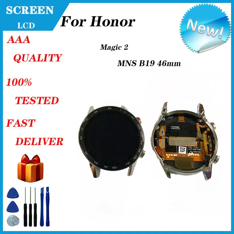 For Honor Watch Magic 2 46mm MNS-B19 MNS-B39 Smart Watch LCD Screen Assembly External Screen Repair + Touch