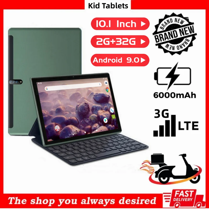 Ponsel Android 10.1 Z80, 9.0 inci panggilan telepon anak-anak Tablet 2GB RAM 32GB ROM A53 1.5 Ghz 4-core 1280x800IPS tipe-c hadiah berdiri casing silikon