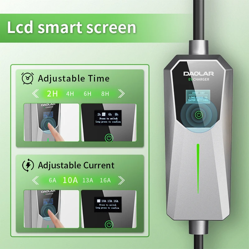 Daolar-cargador rápido portátil para coche eléctrico, dispositivo de carga EV de 3,5 kW, 16A, 5m/10m, IEC62196-2