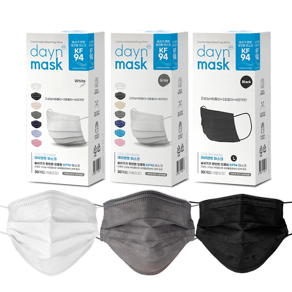 3 Color KF94 Dental mask (L) (individual packaging) 30 pieces 3 pieces/white, black, gray domestic production