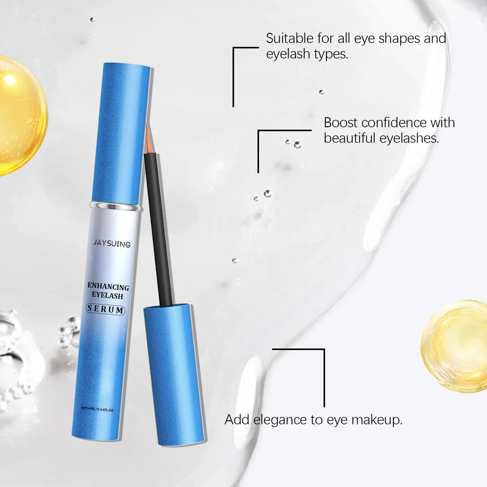 Jaysuing 4 ml Wimpernwachstumsserum, natürliches Boost, verdickt, lockige Wimpern, Augenbrauenverlängerung, volleres Make-up, Wimpernverstärkungsserum