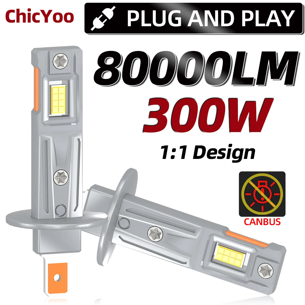 H1 LED Headlight Bulbs CANBUS Car Lights 300W 80000LM 6000K H7 H4 9005 HB3 9006 HB4 Mini Auto HeadLamps‌ 12V Fog Light Fanless
