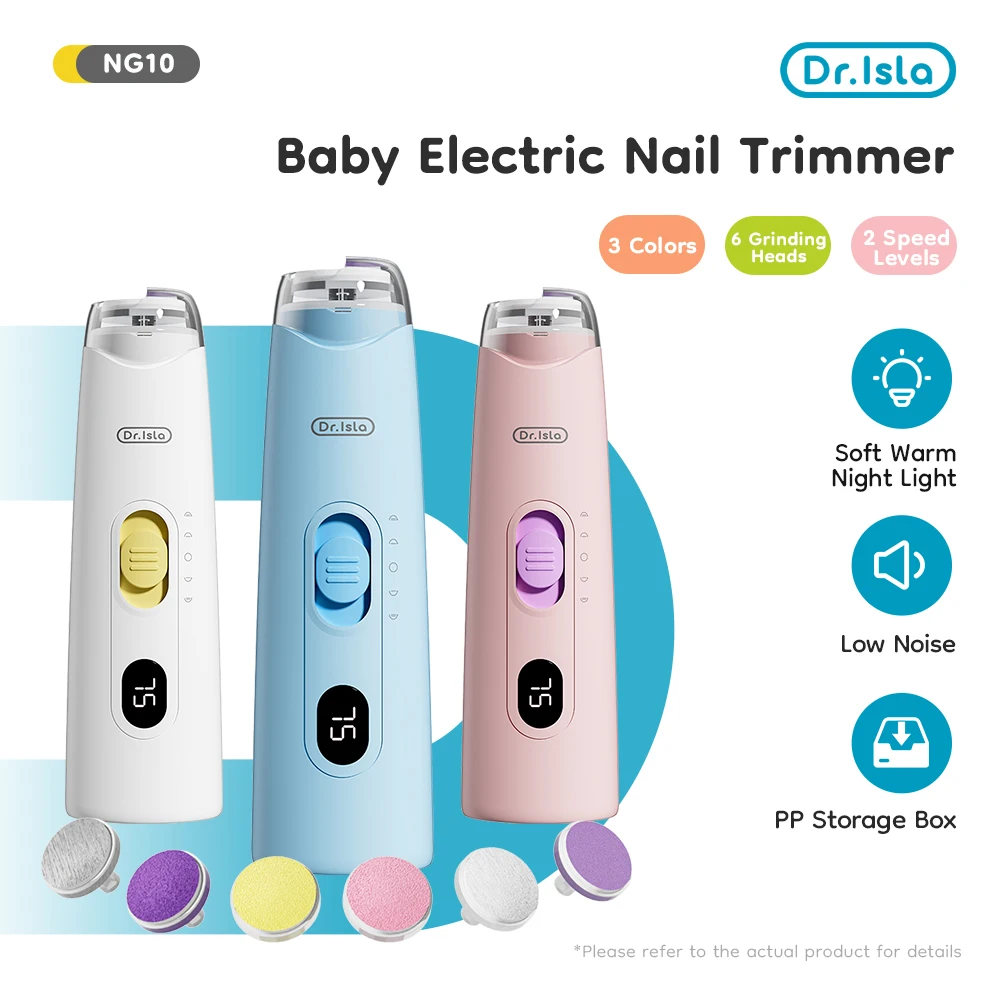 drisla-electric-baby-nail-trimmer-6-file-heads-2-speed-360°-rotating-nail-file-safe-nail-care-kit-for-newborns-kids-adults