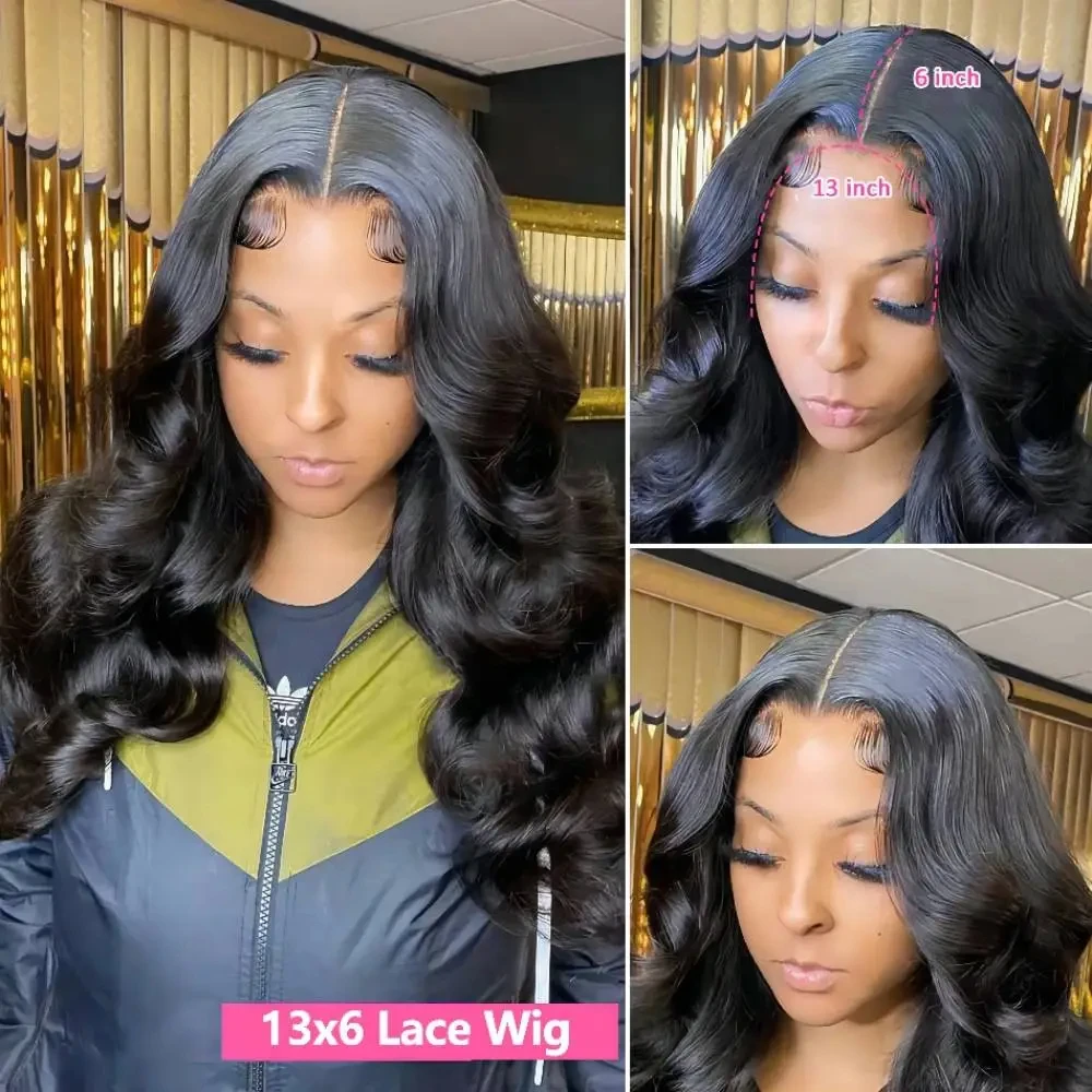 Perruque Body Wave Lace Front Wig 360 naturelle, cheveux humains, pre-à-porter, sans colle, avec closure 4x4 5x5, 13x4 13x6, transparente HD