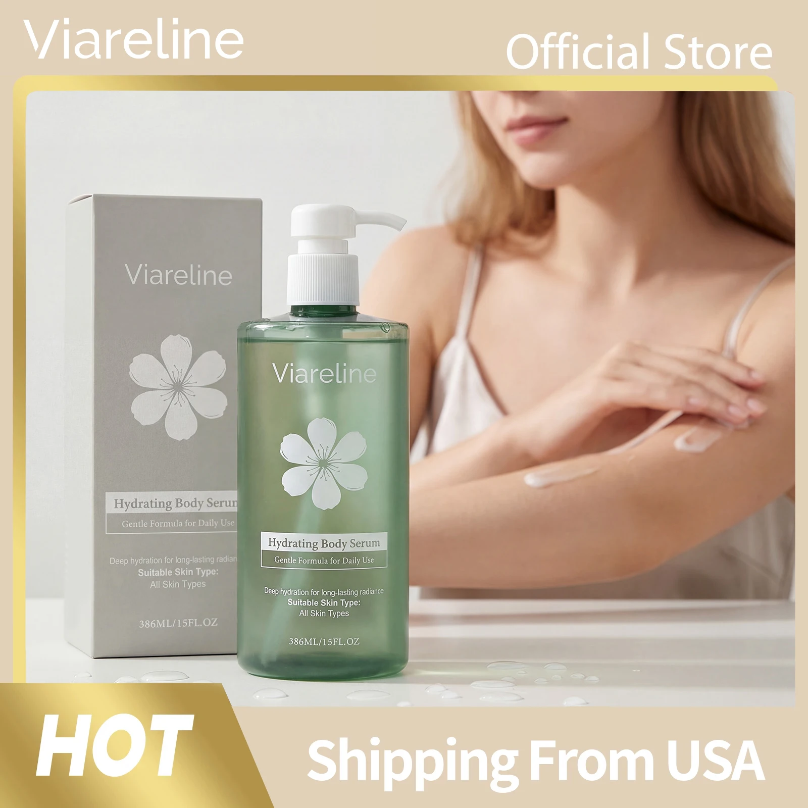 

Viareline Hyaluronic Acid Moisturizing Body Serum Repairing Rough Skin Deep Nourishment Reduce Dryness Gentle Body Care Essence