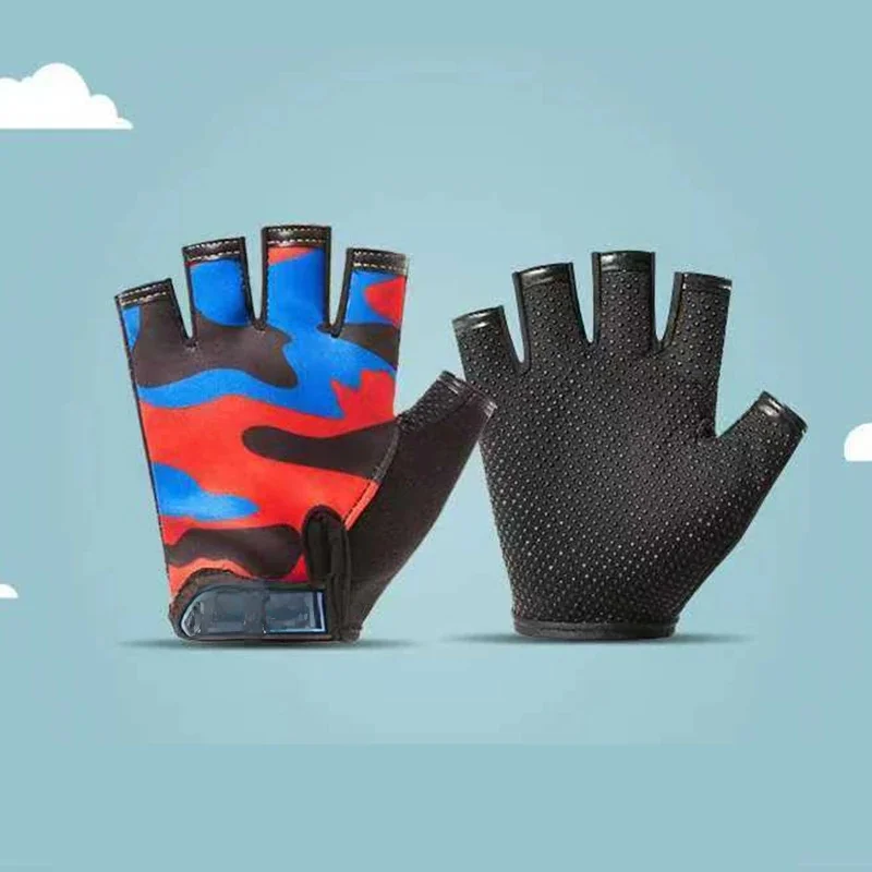 AliExpress Cute Kids Sports Gloves Cycling Breathable Summer Non-Slip Camo Half Finger Outdoor Children Gloves Boy Girl Gym Training Gloves