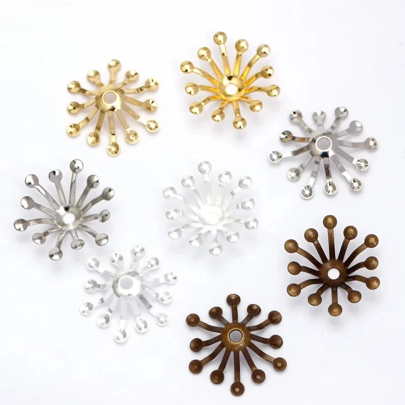 REGELIN filigran kwiaty koralik Cap okłady złącza Charms 100 sztuk/partia 13 MM dla biżuteria akcesoria ustalenia 4 kolory — zdjęcie 2