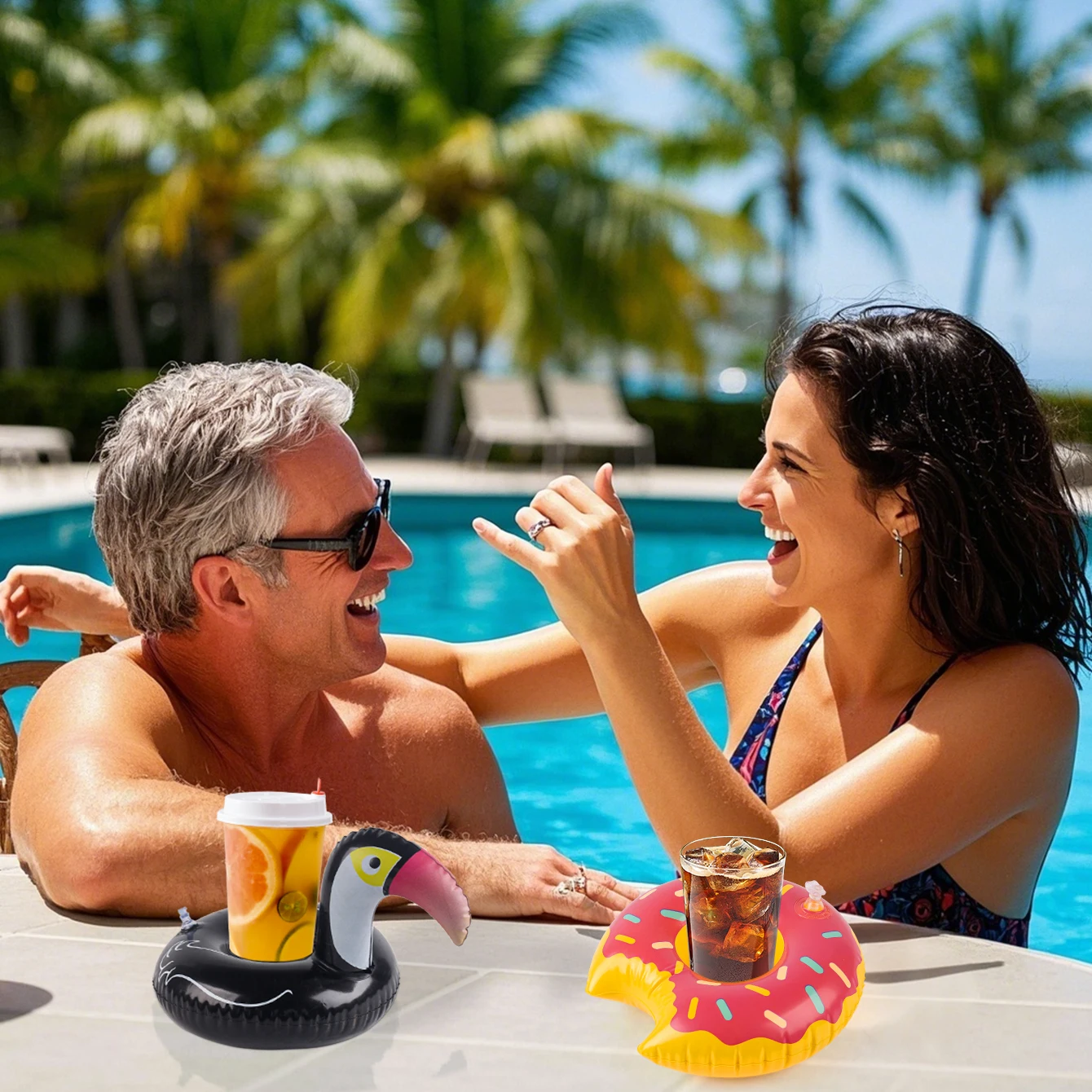 Portavasos Inflable, Portavasos Flotante para Piscina, para Fiestas de Verano, para Adultos, para la Playa y Otros Usos